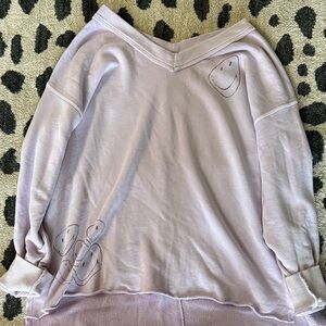 Aerie Lavender Smiley Face Sweatshirt